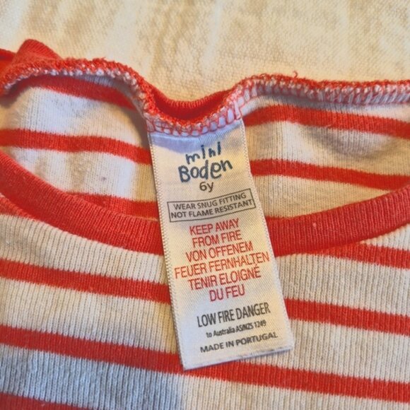 Mini Boden girls size 6 years striped pajama set, play for age white not bright - Picture 2 of 8